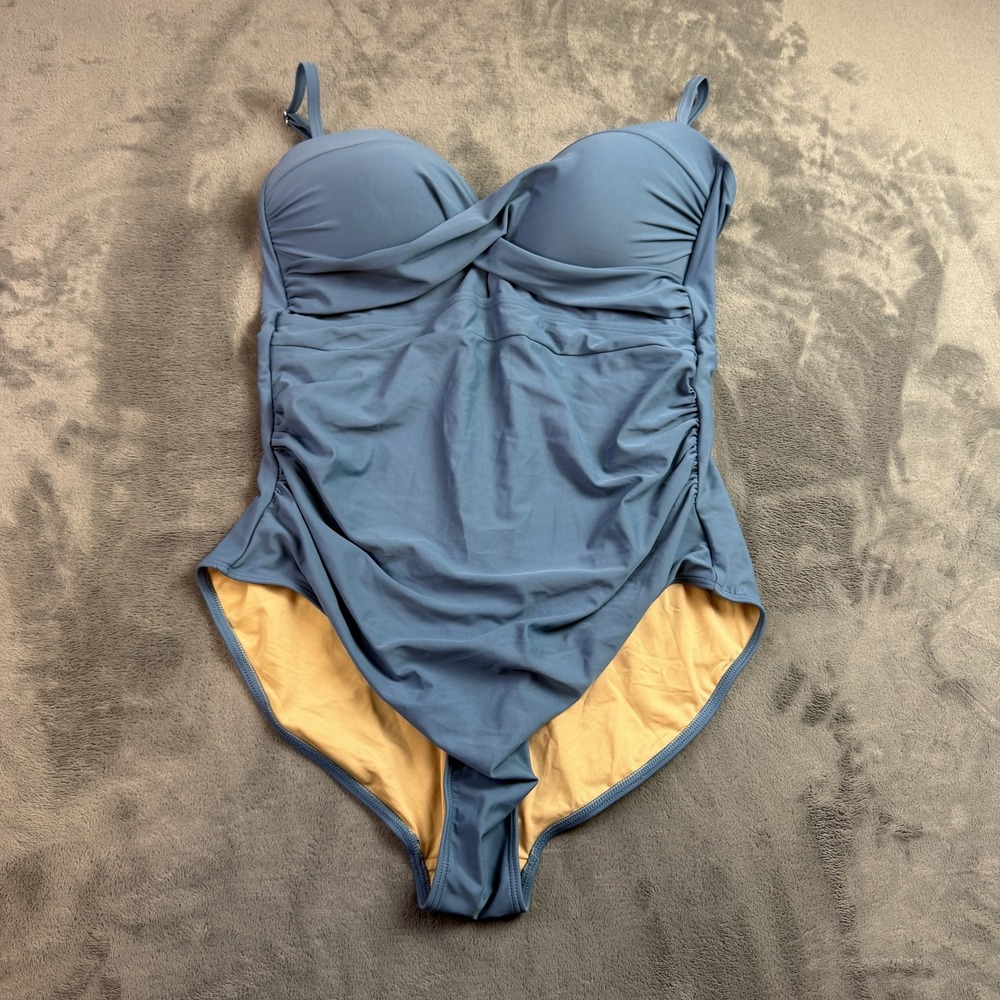 Eomenie One Piece Swimsuit Womens 2XL Ruched Push Up Padded Tummy Control Swimwe